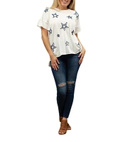 Karyn Seo Juniper Embroidered Stars Short Sleeve Tee