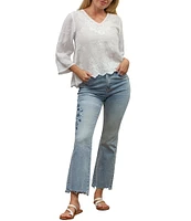 Karyn Seo Kai Embroidered Straight Leg Cropped Jeans