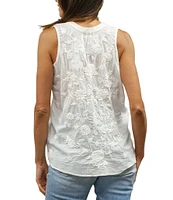 Karyn Seo Tamara Embroidered Floral Motif Notch V-Neck Sleeveless Tank