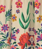 Karyn Seo Ziggy Floral Embroidered Notch V-Neck 3/4 Sleeve Blouse
