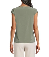 Kasper Beaded Round Neck Cap Sleeve Top