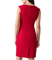 Kasper Cap Sleeve Split Round Neck Crepe Sheath Dress