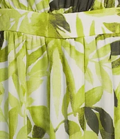 Kasper Chiffon Sleeveless Boat Neck Tropical Tiered Midi Dress