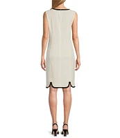 Kasper Combo Round Neck Sleeveless Sheath Princess Seam Dress