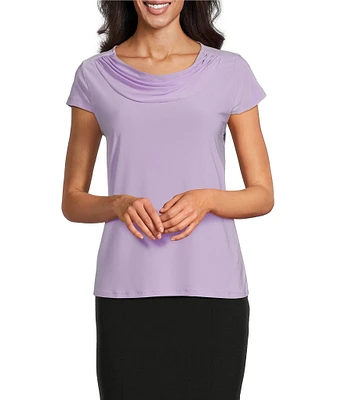 Kasper Cowl Neck Cap Sleeve Knit Top