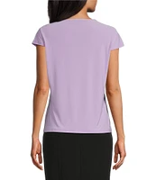 Kasper Cowl Neck Cap Sleeve Knit Top