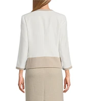 Kasper Crepe Colorblock Open Front Cardigan