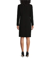 Kasper Crepe Combo Seamed Collarless Long Sleeve Topper