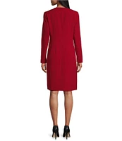 Kasper Crepe Combo Seamed Collarless Long Sleeve Topper