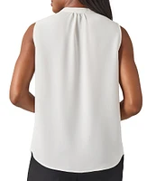 Kasper Crepe Keyhole Neck Sleeveless Blouse