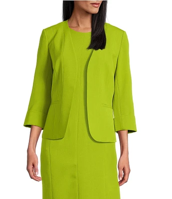 Kasper Crepe Multi Seam Cuff Sleeve Cardigan
