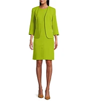Kasper Crepe Multi Seam Cuff Sleeve Cardigan