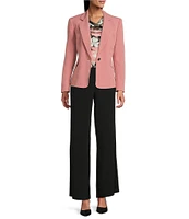 Kasper Crepe Notch Collar 1-Button Jacket