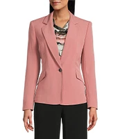 Kasper Crepe Notch Collar 1-Button Jacket