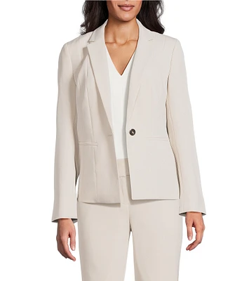 Kasper Crepe Panel Seamed One-Button Jacket