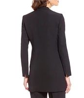 Kasper Crepe Shoulder-Padded Collarless Topper Jacket