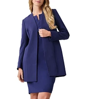 Kasper Crepe Shoulder-Padded Collarless Topper Jacket