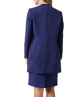 Kasper Crepe Shoulder-Padded Collarless Topper Jacket