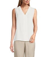 Kasper Crepe V-Neck Sleeveless Blouse