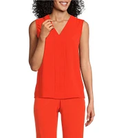 Kasper Crepe V-Neck Sleeveless Blouse