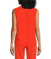 Kasper Crepe V-Neck Sleeveless Blouse