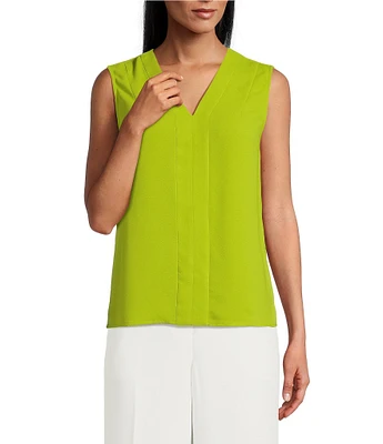 Kasper Crepe V-Neck Sleeveless Blouse