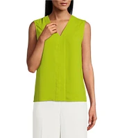 Kasper Crepe V-Neck Sleeveless Blouse