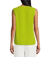 Kasper Crepe V-Neck Sleeveless Blouse