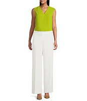 Kasper Crepe V-Neck Sleeveless Blouse