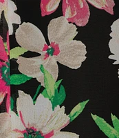Kasper Crew Neck 3/4 Ruffle Sleeve Woven Floral Print Blouse