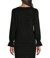 Kasper Embellished Bateau Neck Long Sleeve Top