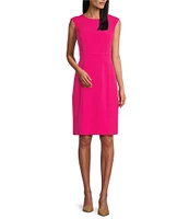 Kasper Extended Cap Sleeve Stretch Princess Seam Sheath Dress