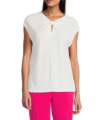 Kasper Extended Shoulder Scrunch Front Top