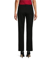 Kasper Faux-Fly Pull-On Seamed Straight Leg Ankle Length Pant