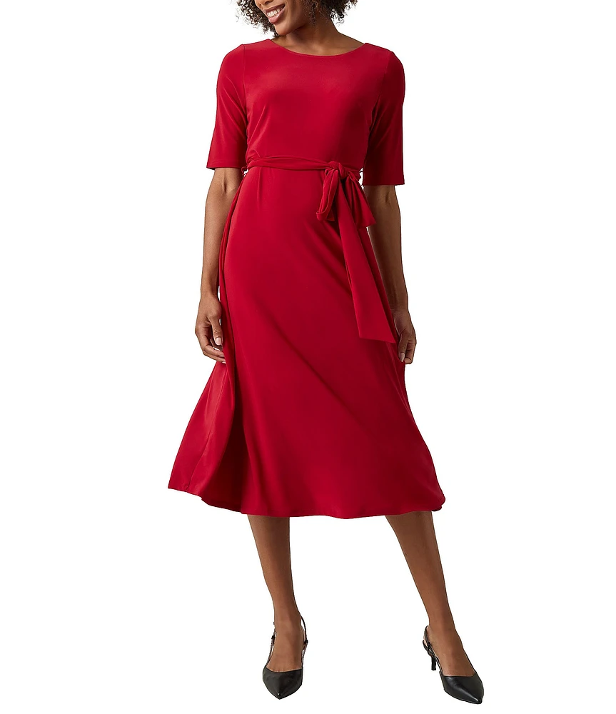 Kasper Fit And Flare Crew Neck Short Sleeve Midi Dress