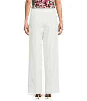 Kasper Flat Front Wide Leg Stretch Crepe Pants