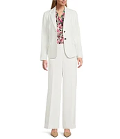 Kasper Flat Front Wide Leg Stretch Crepe Pants
