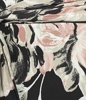 Kasper Floral Pleated Keyhole Neck Cap Sleeve A-Line Midi Dress