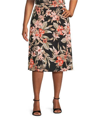 Kasper Floral Print Flared Midi Coordinating Skirt