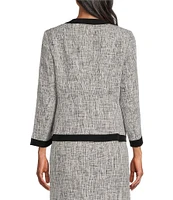 Kasper Framed Tweed Long Sleeve Open-Front Framed Jacket