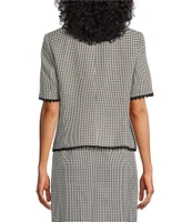 Kasper Gingham Short Sleeve Open Front Cardigan
