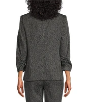 Kasper Herringbone Zip Pocket Notch Lapel Long Sleeve One-Button Blazer