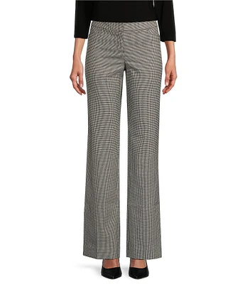 Kasper Houndstooth Crepe Straight Leg Trouser