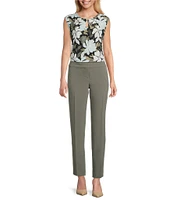 Kasper Key Petite Size Floral Keyhole Neck Cap Sleeve Top