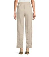 Kasper Linen Blend Fly Front Elastic Back Pants