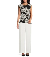 Kasper Moss Crepe Tie Front Cap Sleeve Top