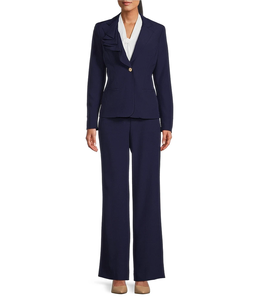 Nipon Boutique Notch Lapel Blazer Wide Leg 2-Piece Pant Set