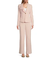 Nipon Boutique Notch Lapel Blazer Wide Leg 2-Piece Pant Set