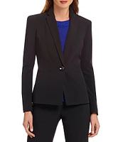 Kasper Crepe One-Button Long Sleeve Jacket