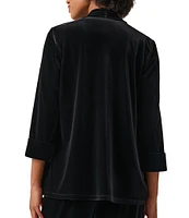 Kasper Open Front Long Cuff Sleeve Velvet Cardigan